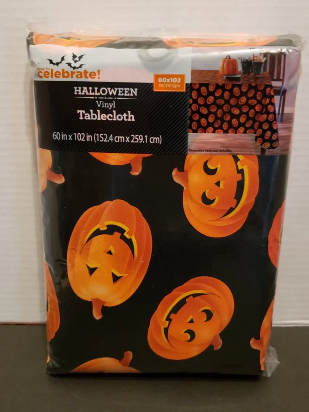 Halloween Flannel Backed Vinyl Tablecloth 60”x 102”